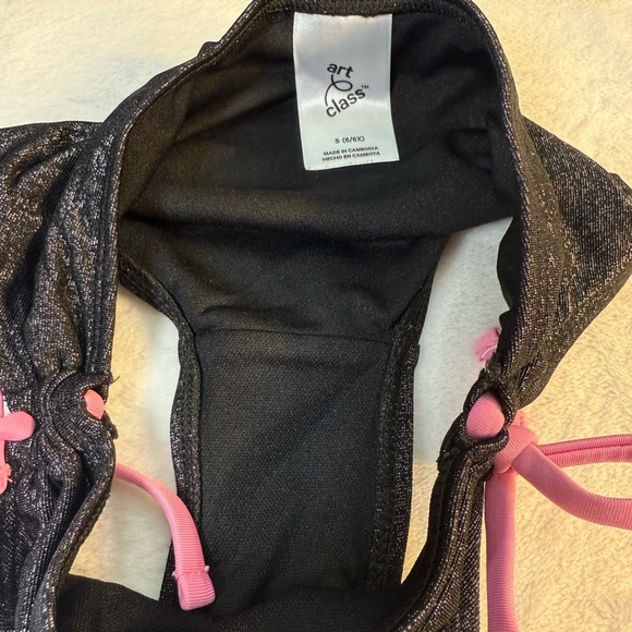 Art Class Black and Pink Shimmer Bikini for Little Girls Size S(6/6X) - Picture 3 of 8